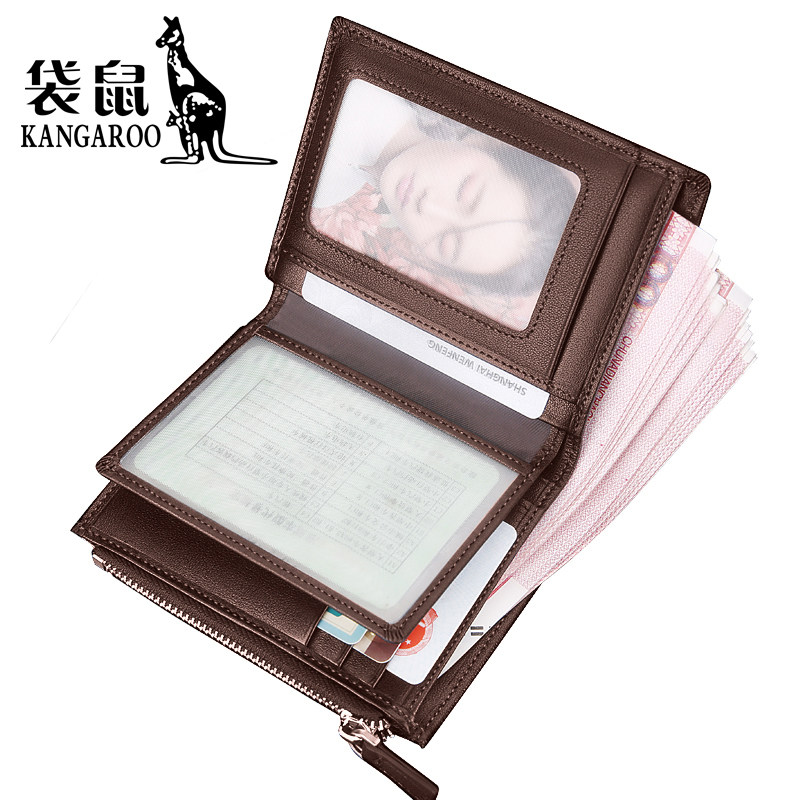 Kangaroo Wallet Men Genuine Leather New Head Layer Bull Leather Card Bag Men Zero Money Bag Casual Driving License Leather Clip Korean Version Tide