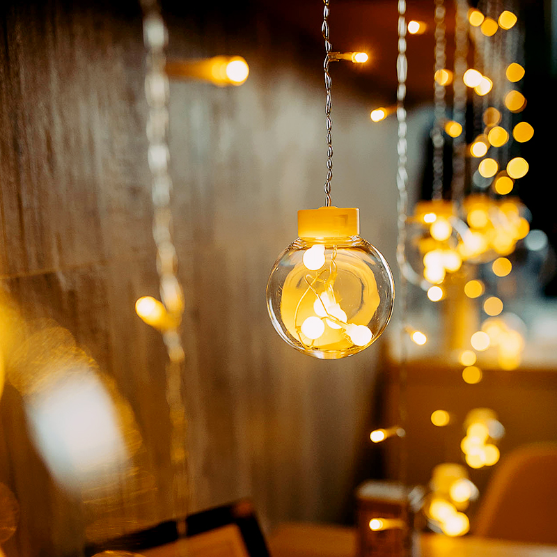 Wishing ball stall led lantern Net red small bulb light string starry room decoration curtain light curtain romantic
