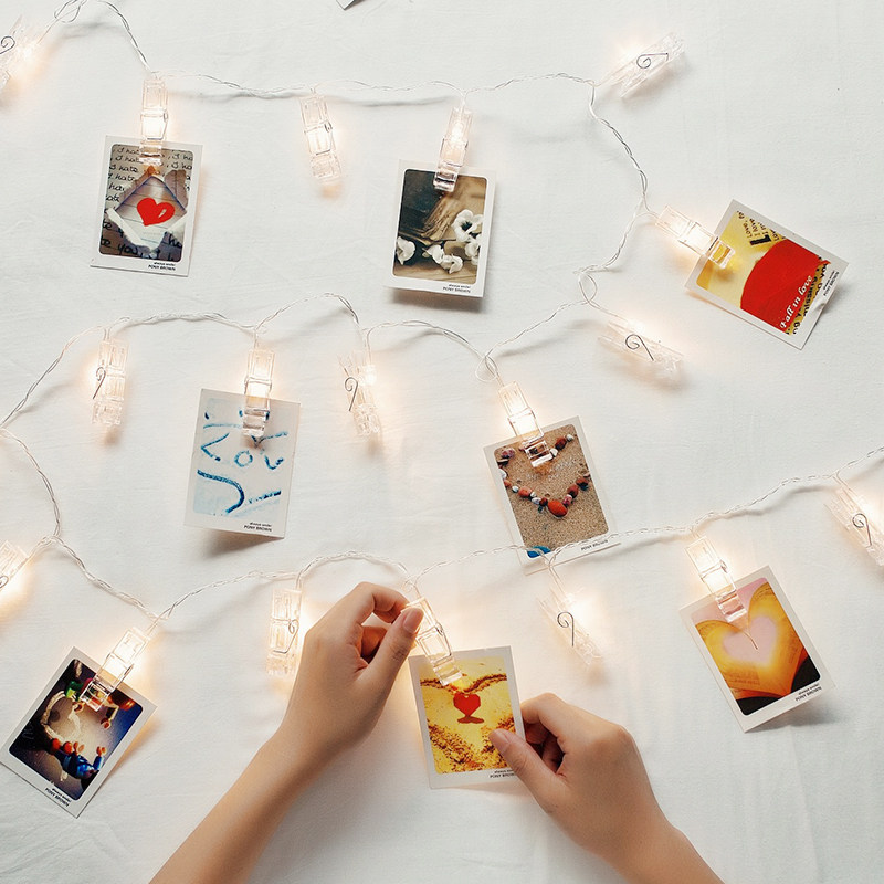 LED photo clip lamp string romantic bedroom decoration little coloured lights flashing lights Full Star sleeping room Creative room-Taobao