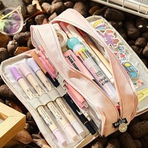 High value students Japanese ins large capacity pencil box simple junior high school students High School canvas stationery bag female pen bag