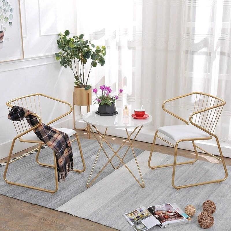 Nordic Brief Balcony Small Tea Table Marble Milk Tea Shop Outdoor Leisure Table And Chairs Combined Iron Art Cafe Roundtable