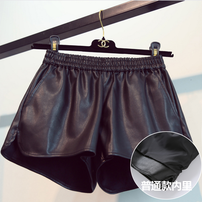 Fall/Winter 2022 New Girls Shorts Outside Wearing Versatile Bottomed Foreign Pants Medium and Large Children Leather Shorts Black