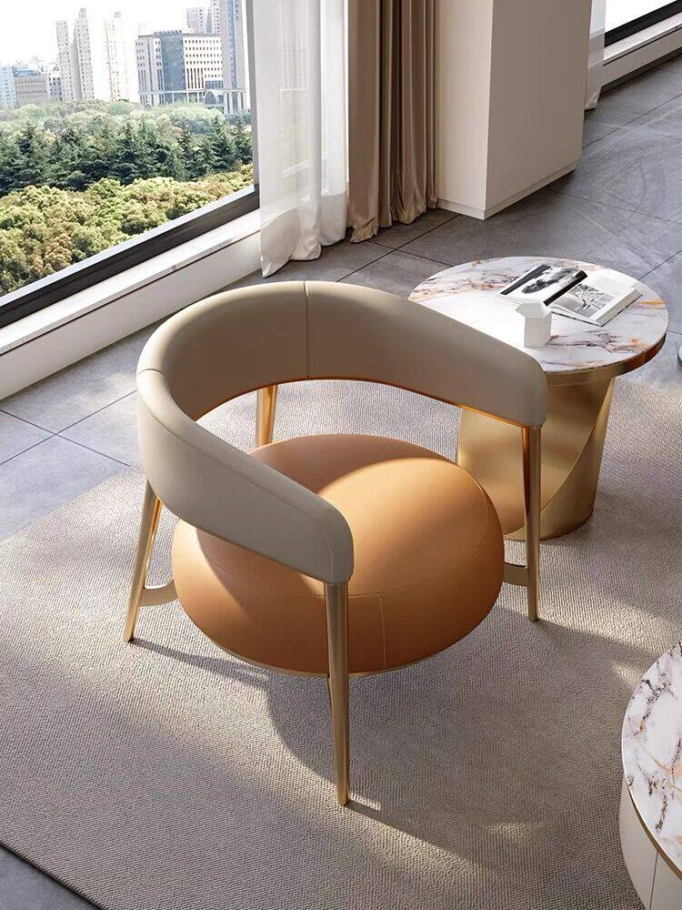 Single sofa light luxury post-modern style leather art lazy sofa chair home balcony designer minimalist leisure chair
