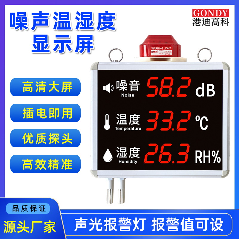 Wall-mounted hospital noise meter large screen temperature and humidity tester school decibel high precision bar noise instrument-Taobao