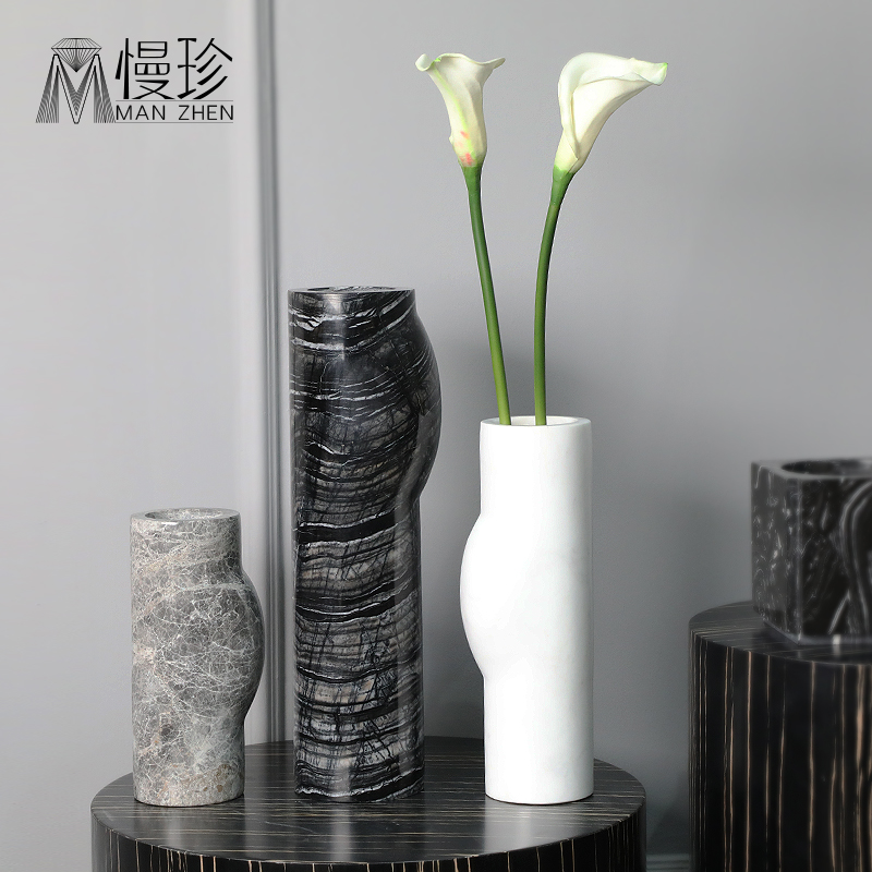 Minimalist modern marble Alien large belly vase-like cubican florist pendulum in living-room TV cabinet Xuanguan decoration