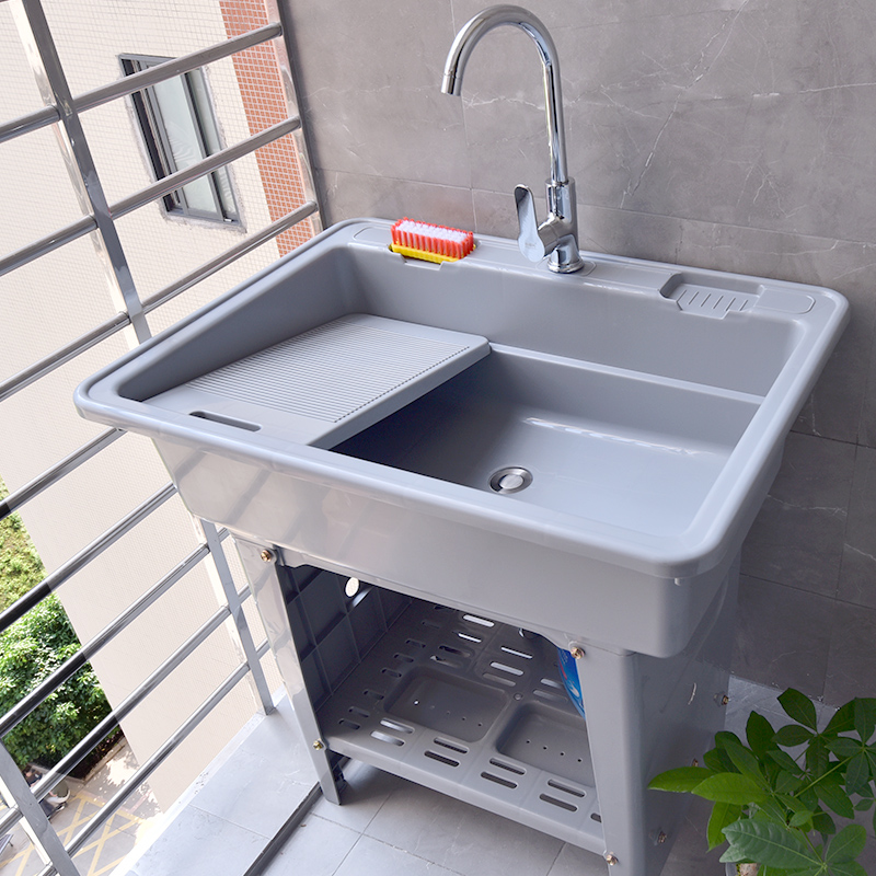 Plastic laundry pool balcony home wash basin with washboard wash basin sink thickened laundry table basin one