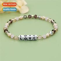 New bohemian minimalist string LOVE letters diamond crystal