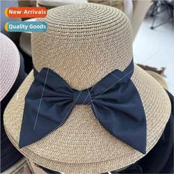 Bow tie straw hat vacation beach hat sunscreen sun hat ຂະຫນາດນ້ອຍກເລ່