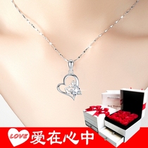 LOVE necklace female tide Net red 999 sterling silver collarbone Korean version of niche design to send girlfriend birthday gift
