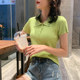 T-shirt women's 2021 Internet celebrity style spring and summer slim short-sleeved bottoming shirt ins lady's tight elastic top pullover T-shirt