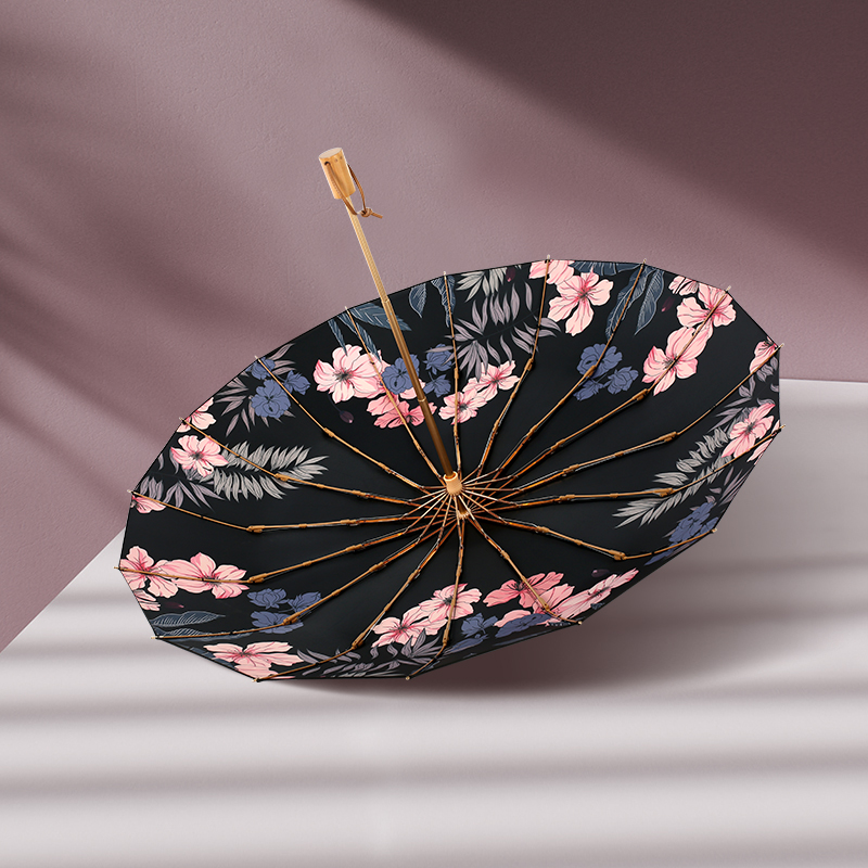 Sun umbrella umbrella female summer 16 bone folding vinyl super strong sunscreen umbrella anti-ultra ultraviolet retro rain and shine dual use