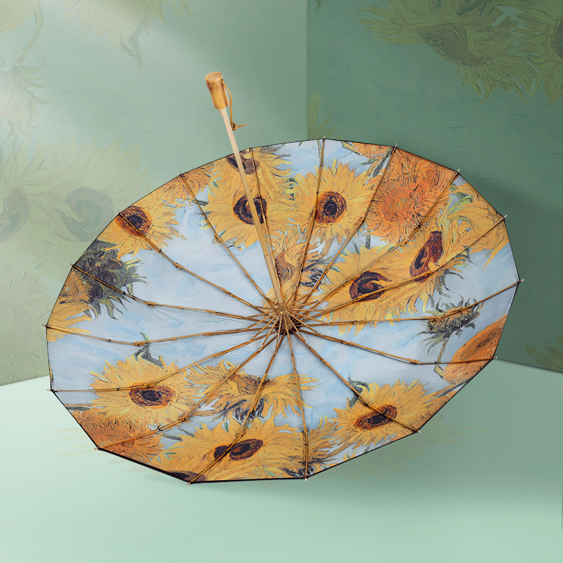 Vonlilienfeld Van Gogh Umbrella Large Reinforced Thickened Strong Wind-Resistant 16-Rib Folding Sun Umbrella with Sun Protection Vonlilienfeld Van Gogh Umbrella Large Reinforced Thickened Strong Wind-Resistant 16-Rib Folding Sun Umbrella with Sun Protection