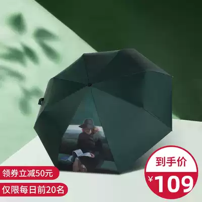 Parasol female vinyl sunshade sunscreen umbrella upf50 anti-UV simple sun umbrella lightweight folding retro style