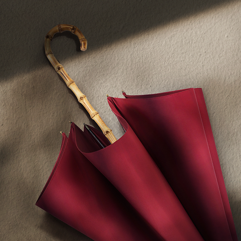 Vonlilienfeld Umbrella with Long Handle, Bamboo Hook, Wedding Red Umbrella, Dual-Use for Sun and Rain, Retro Style, High Aesthetic Appeal for Women Vonlilienfeld Umbrella with Long Handle, Bamboo Hook, Wedding Red Umbrella, Dual-Use for Sun and Rain, Retro Style, High Aesthetic Appeal for Women