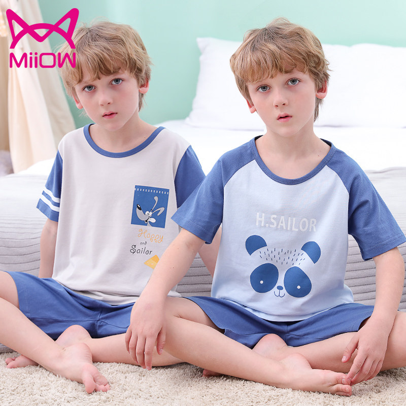 猫人 纯棉 男童短袖家居服睡衣套装 双重优惠折后￥24.9包邮 110~170码多色可选