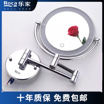 Roca Lejia bathroom all-copper beauty mirror hotel project hole-free wall-mounted LED light folding telescopic makeup mirror