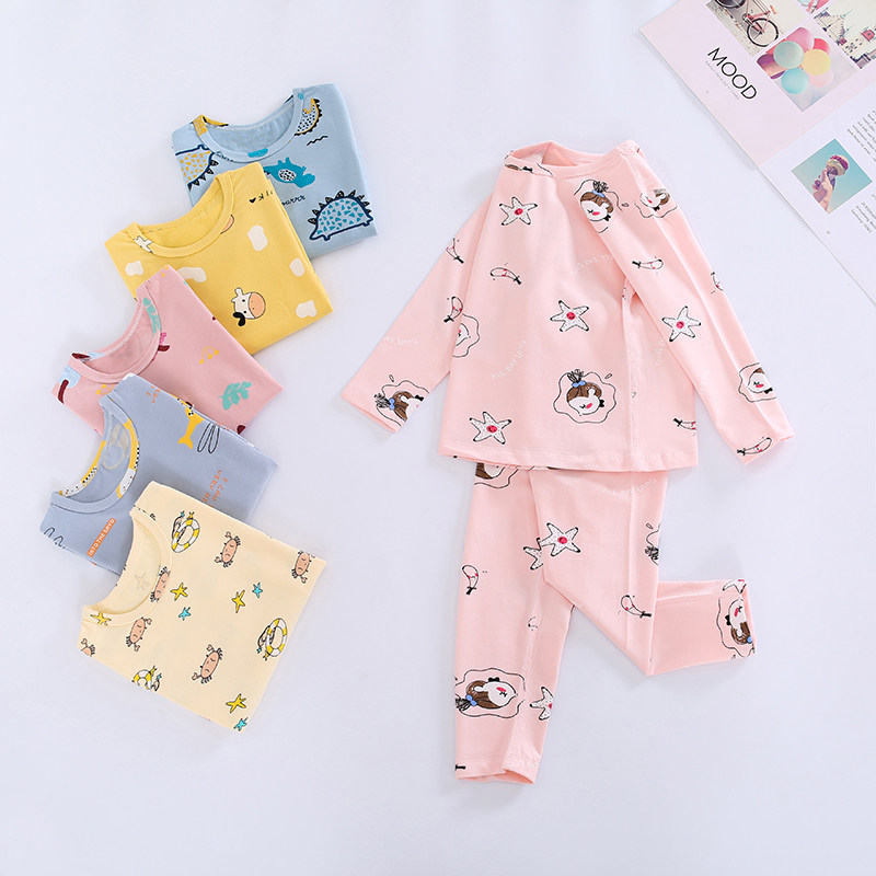 Boys and girls Lycra underwear boneless suit children's cotton bottoming home clothes children's spring, autumn and winter pajamas