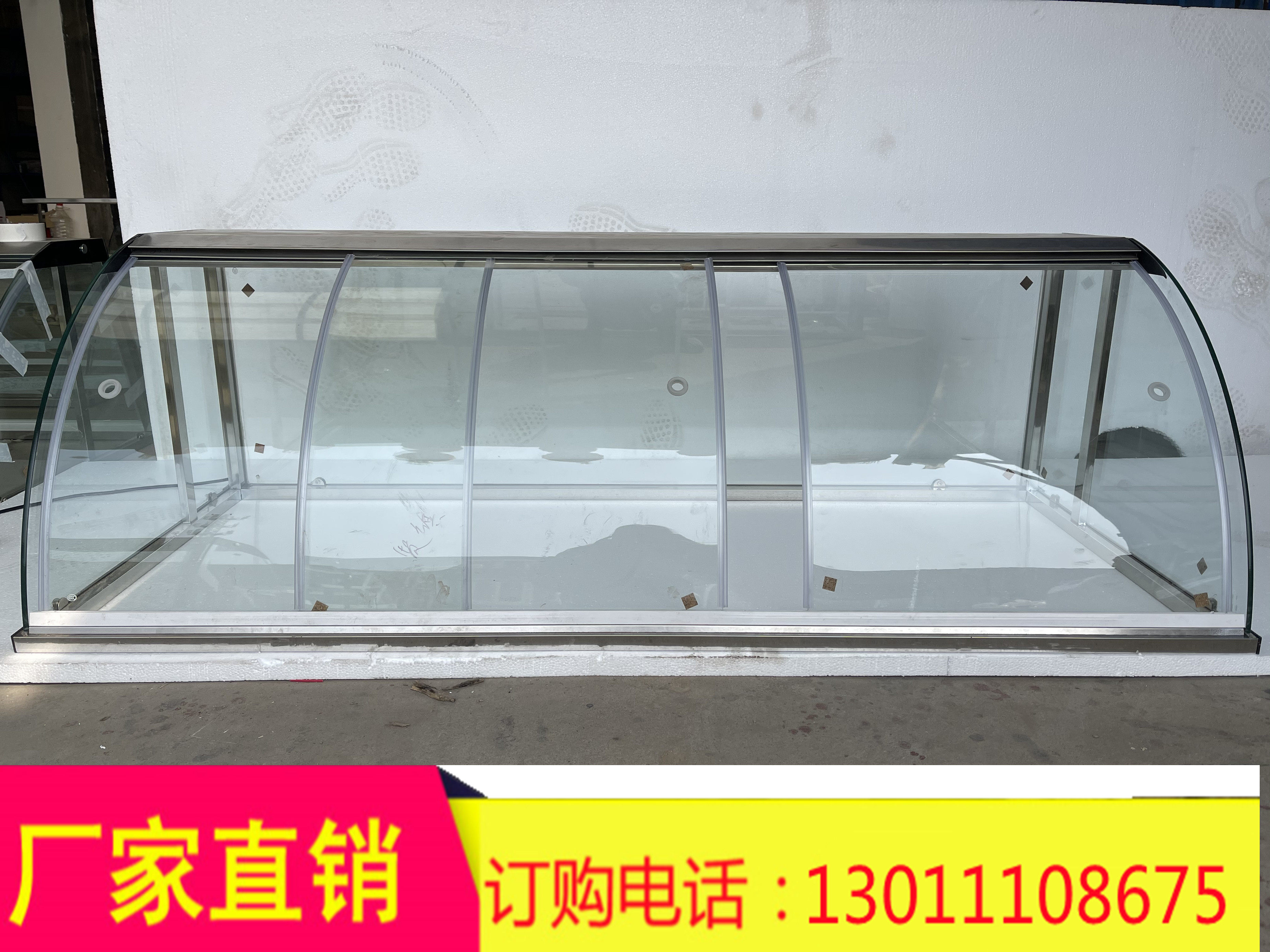 Customized cold dishes cooked food dust cover hot bending tempered curved glass fresh supermarket fresh-keeping cabinet a la carte glass cover