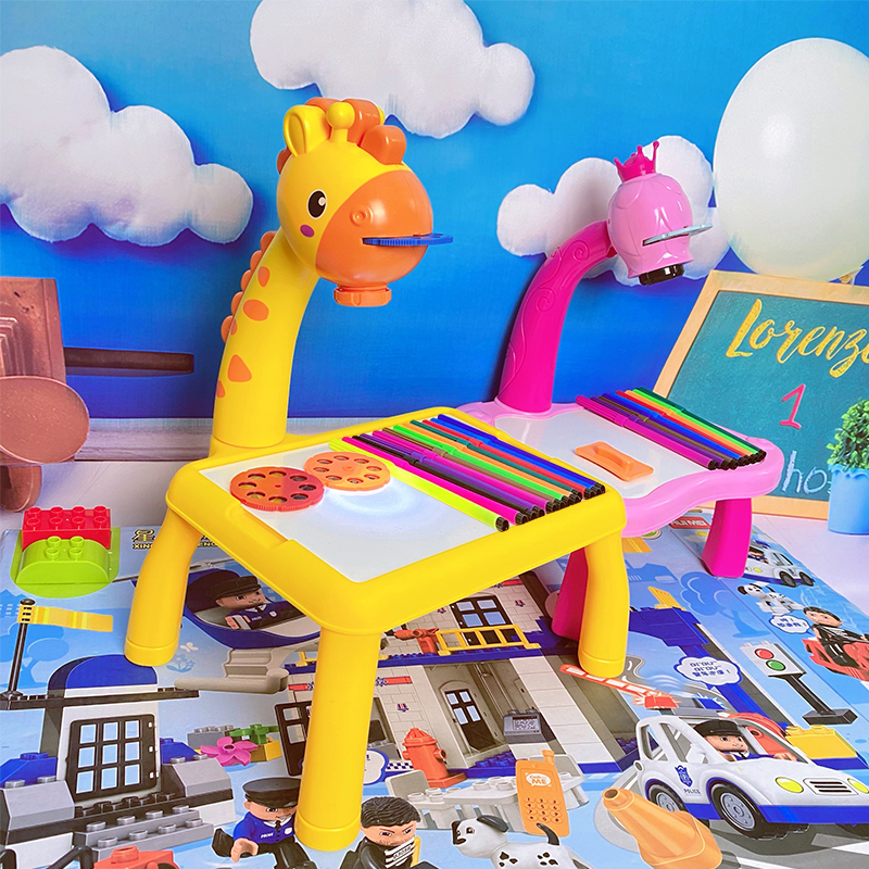 Douyin early education children intelligent projection painting table toys multi-function drawing board deer painting machine girl male puzzle