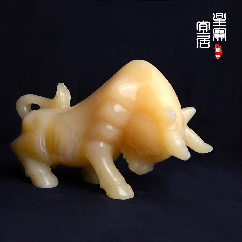 Natural Afghanistan jade Wall Street cattle Merchants Town Residence City Living room Office Handicraft Pendulum decorated with gifts