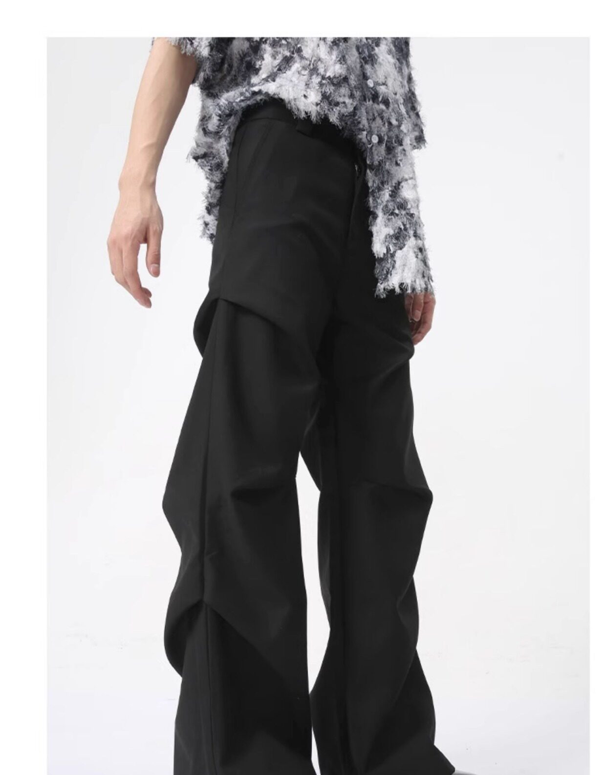 Зичен Зичен оригинал микро Ба брюки мужской сложить швабрый драпировка твердый личность дизайн смысл случайный брюки 