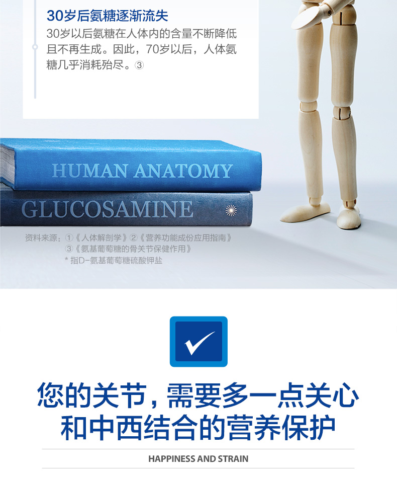 汤臣倍健 氨糖软骨素 3瓶*40粒 有效缓解关节疼痛 送VB2瓶 图6