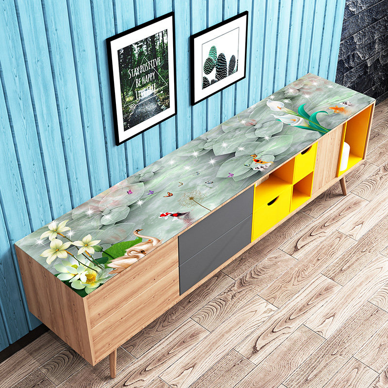 3d three-dimensional TV cabinet cover cloth waterproof and oil-proof disposable soft plastic glass household pvc anti-scalding tablecloth coffee table mat