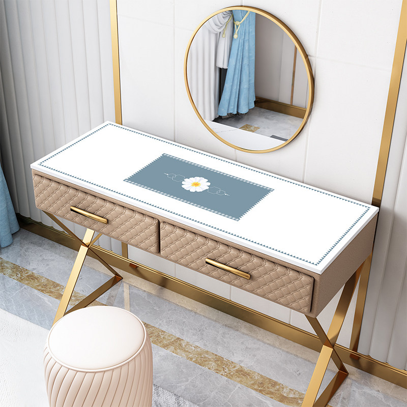 Dressing table desktop mat waterproof and oil-proof wash-free net red living room rectangular pvc soft glass coffee table table mat thick