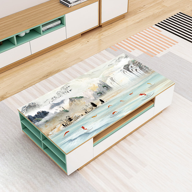 3d coffee table tablecloth Waterproof and oil-proof wash-in Chinese style PVC TV cabinet cover cloth soft plastic glass anti-hot table mat