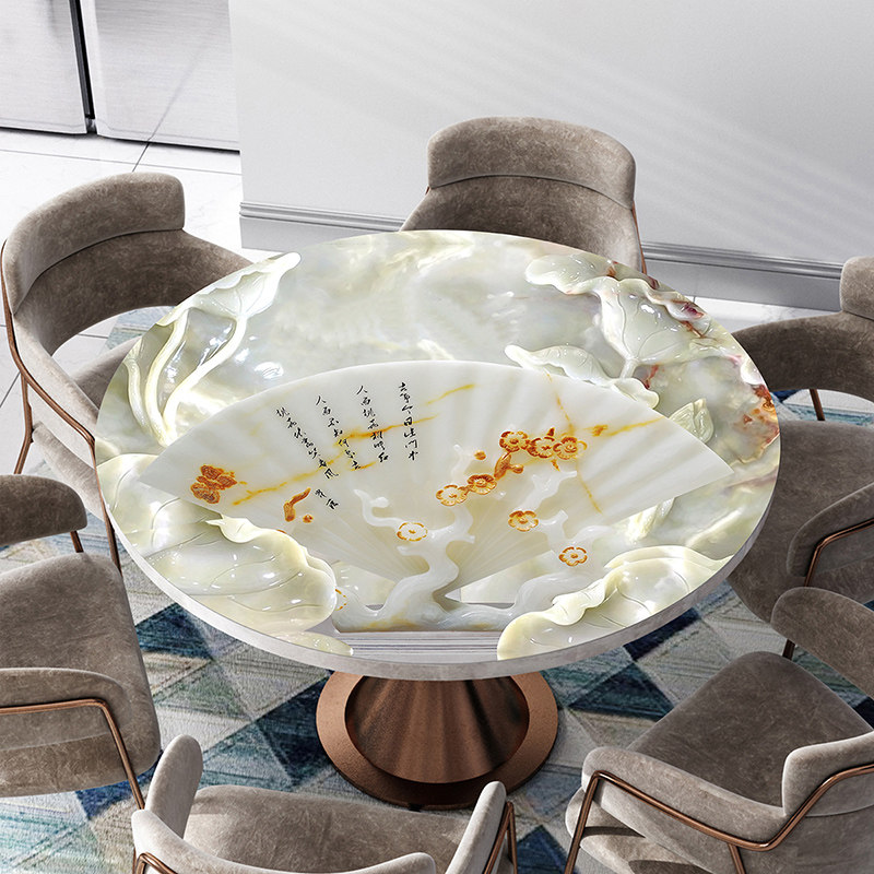 3d round table mat waterproof and oil-proof disposable pvc soft plastic glass round table tablecloth household anti-scalding tablecloth