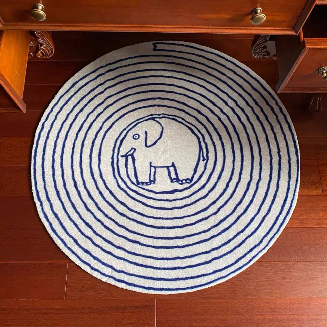 Original lovely children's room Circular carpets in wind Cat With Cat Feel Elephant Bedroom Bedside Blanket Desk Chair Ground Mat