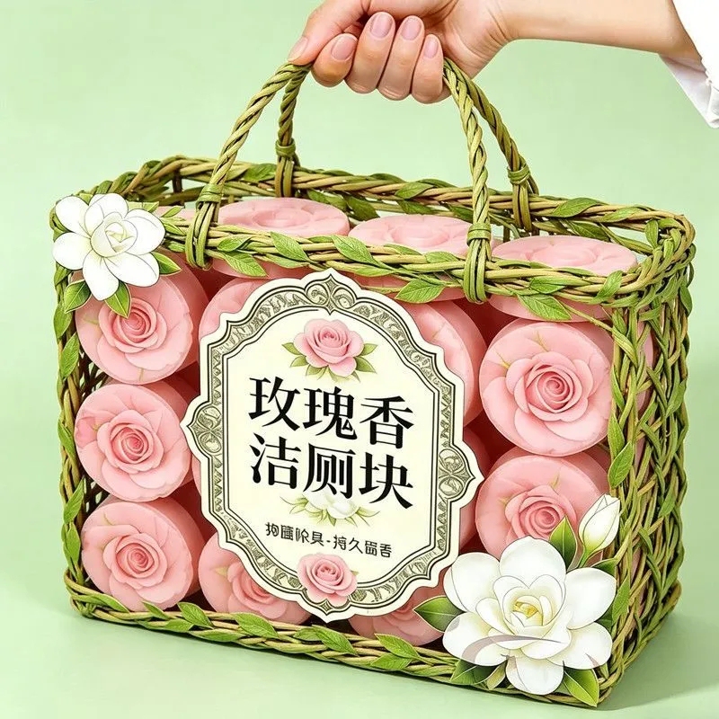 Rose Scented Toilet Cleaner 50 Pieces Toilet Bathroom Toilet Blue Bubble Cleaner Deodorizing Odor Removal Toilet Gel