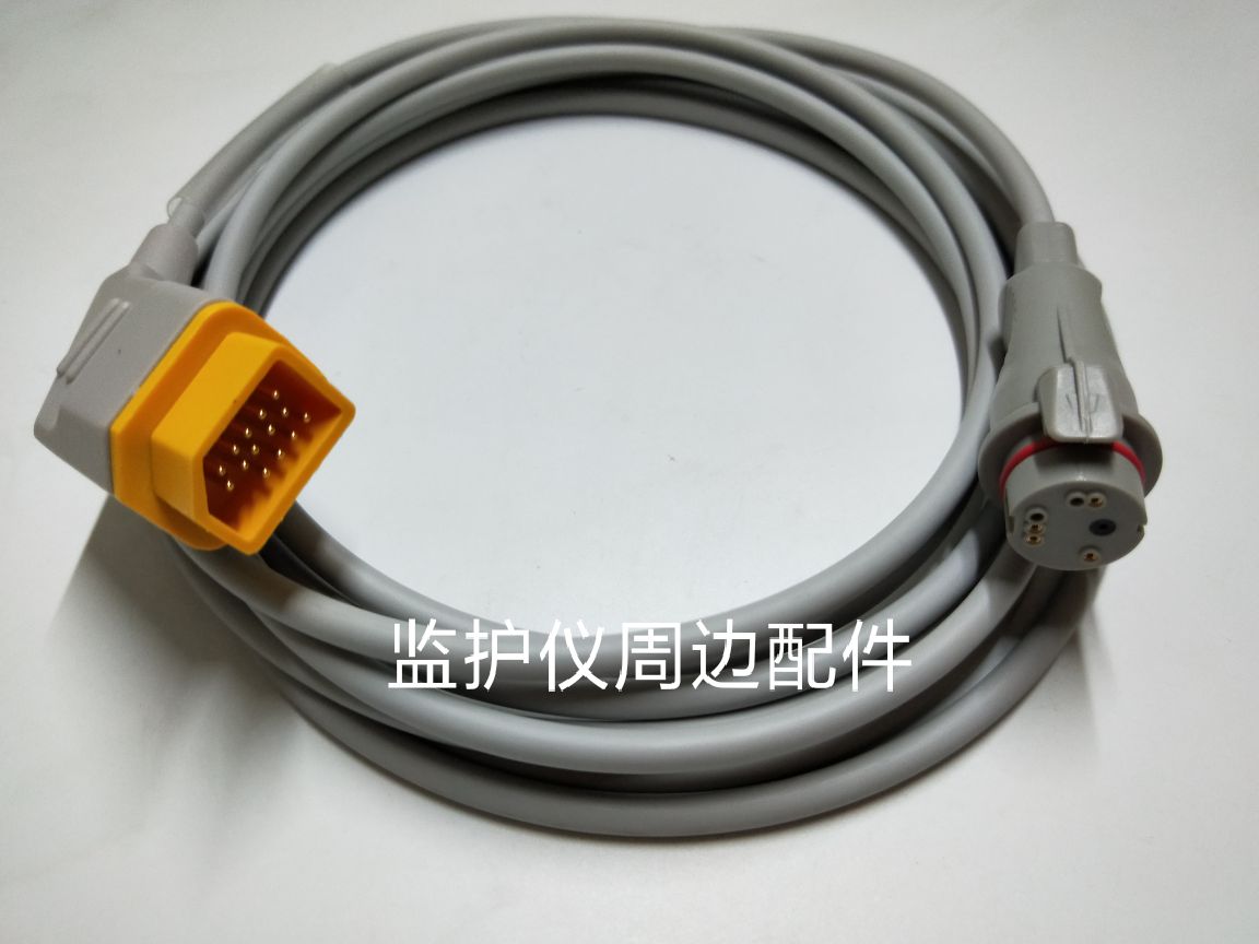 兼容光电心电监护仪14针有创压电缆转接贝达BD压力传感器连接线