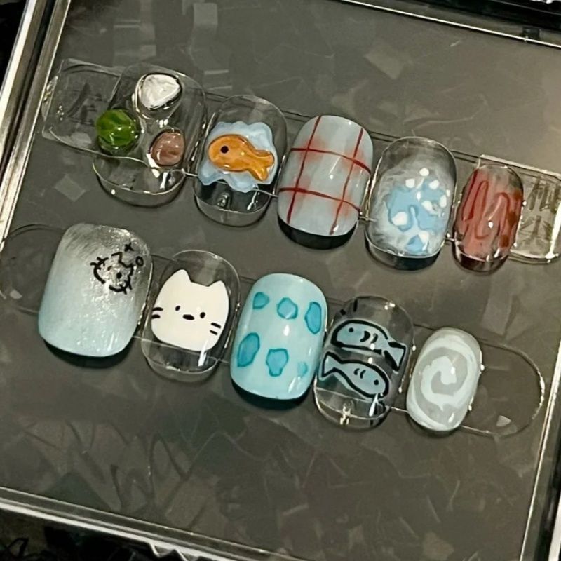 Wearable Nail Stickers for Children, Girls' Nail Stickers, Whitening Nail Stickers, Handmade Short Style, Medium-Long Style for Students, School Children Wearable Nail Stickers for Children, Girls' Nail Stickers, Whitening Nail Stickers, Handmade Short Style, Medium-Long Style for Students, School Children