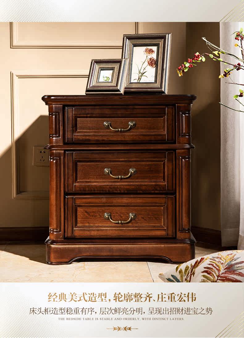 Кровать из массива дерева 别墅床高端美式真皮床主卧大床1米8实木软包床结婚家具复古双人床 Earl of San Benedetto