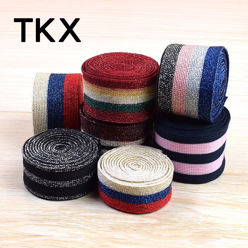 Color striped webbing webbing with men and women T-shirt clothing accessories Shoe hat decorated with ribbons with ribbon wrapping strips of straps