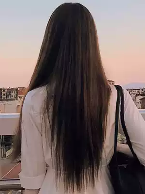 Wig female long hair Net red comic air Liuhai black long straight natural full headgear Qi Liuhai medium long hair wig set