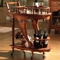 Eurostyle Solid Wood Mobile Preparation Dining Car Home Restaurant Wine Water Intake Rack Delivery Dining Car American Hotel Tea Water Trolley