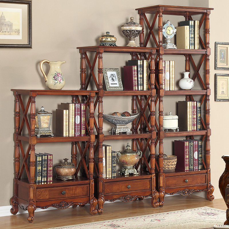 American solid wood shelves Shelves European-style Living Room Multilayer Shelf Cabinet minimalist Contained Bookcase Floor Bookcase