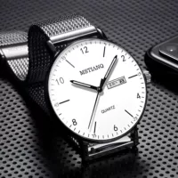 3535 сетчатый ремень для мужчин, полуцифровой черный ремень с белым лицом + 4 подарка немой + страхование перевозки + пожизненная гарантия