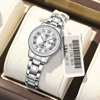 3120 цифровой двойной календарь стальной ремень Женский серебряный белый+4 подарки+страхование грузовых перевозок+пожизненная гарантия