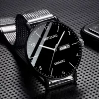 3535 сетчатый ремень для мужчин, наполовину цифровой черный пояс, черное лицо + 4 подарка немой + страхование перевозки + пожизненная гарантия