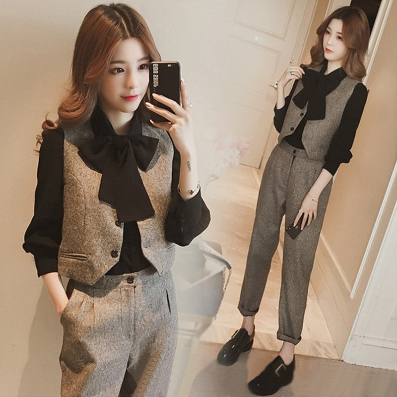 2022 Spring Autumn New Casual Fashion Suit Pants Women's Tennis Red Fried Street With Slimmer Ocean Pie and Aging Exploits two sets