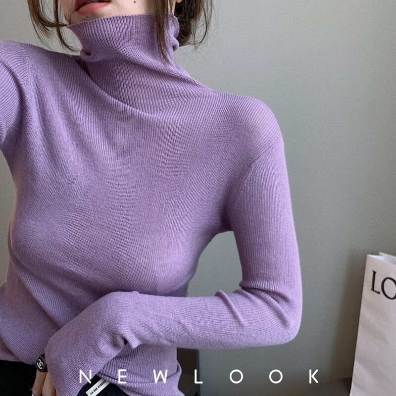 2023 autumn and winter new style inner high-end design niche high-necked bottoming cashmere sweater knitted sweater women's top