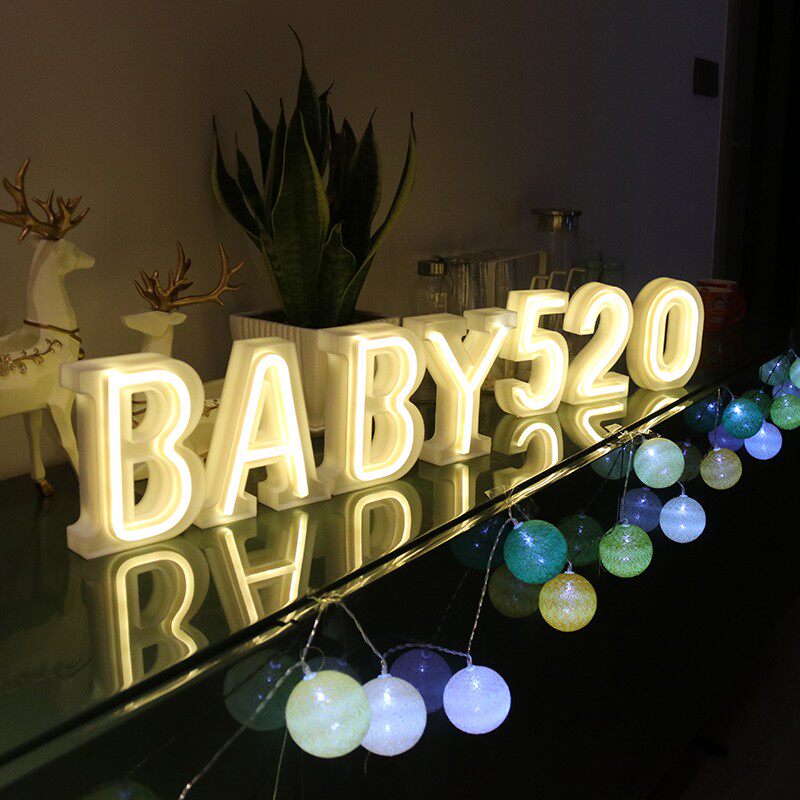 Valentine's Day shop window decoration 520 courtday wedding arrangement LED neon letters digital light Table white bar shop love