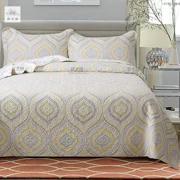 Tay áo cotton gấp đôi sợi Nhật Bản mua in ga trải giường cotton màu thời trang quilting vàng - Trải giường