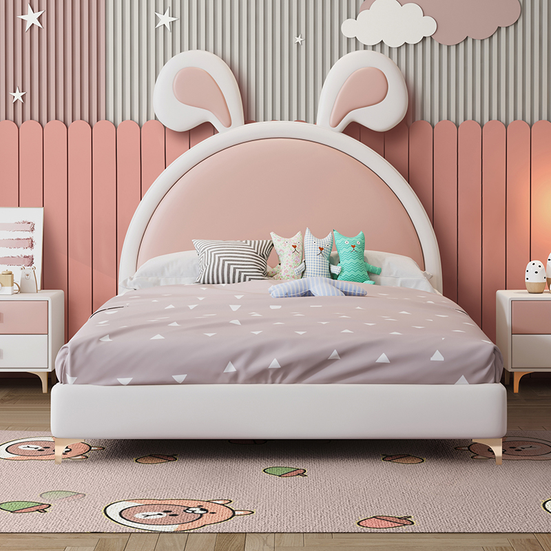 Net red children's bed girl princess sheets people girls girl leather bed children's room girls creative rabbit bed