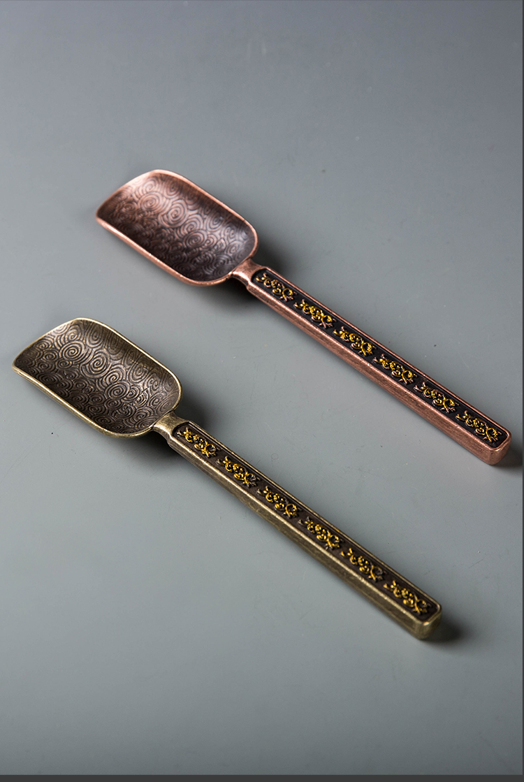 With an abundant copper teaspoons kung fu tea accessories teaspoon of tea is the tea spoon, xiangyun teaspoon of tea six gentleman 's restoring ancient ways