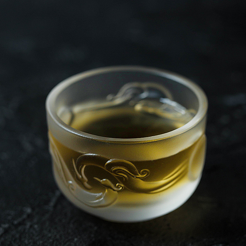 Feng coloured glaze on longfeng lines of crystal cup kung fu tea master cup glass sample tea cup tea cups