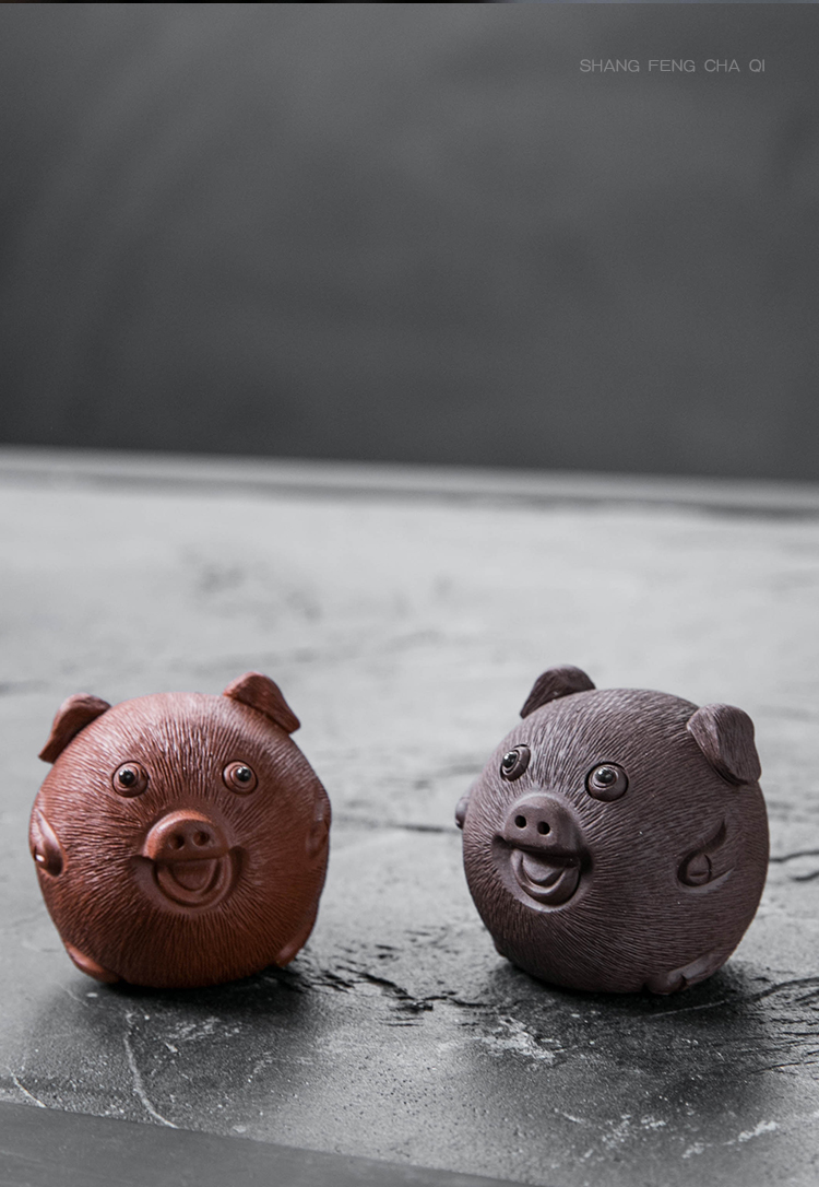 Pet feng yixing purple sand tea to keep on hand purple clay blessing pig lie prone to lie prone to the pig zhu mud fu tea play furnishing articles